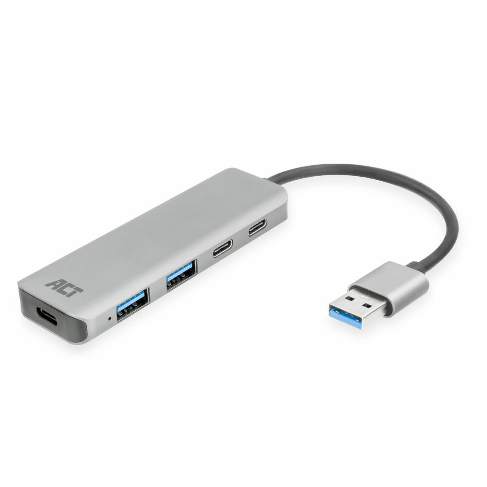 ACT AC6125 | USB 3.2 Gen 1 (3.1 Gen 1) Type-A Interface Hub | 5000 Mbit/s | Grijs - Matmuis - Matmuis